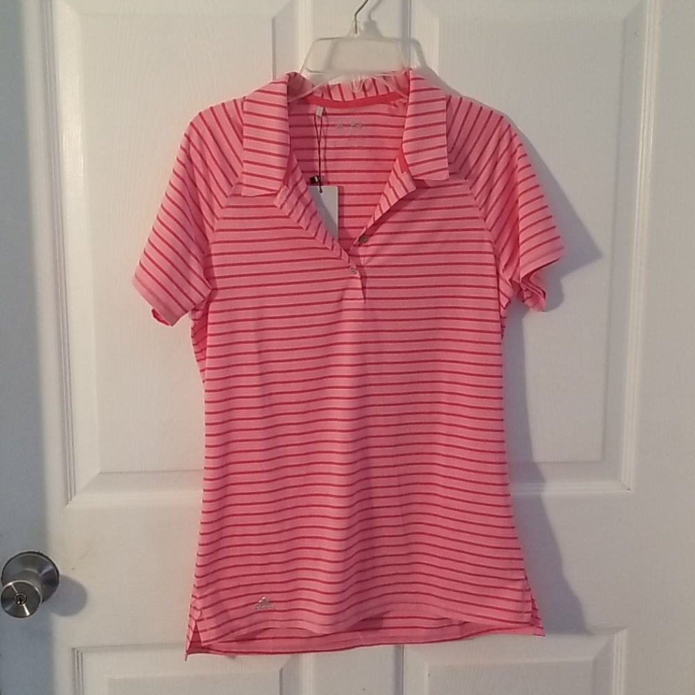 NWT Adidas pink stripe top